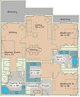 Grand Bahama floor plan — 3 bedroom, 1,655 sq ft