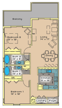 San Salvador floor plan — 2 bedroom, 1,173 sq ft