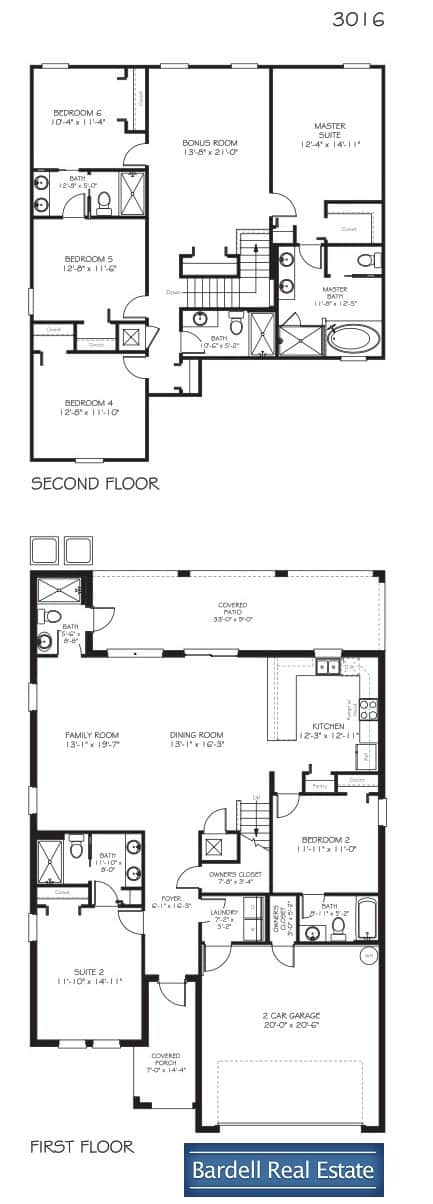 The Cayman floor plan at ChampionsGate — 6 bedroom, 3,051 sq ft