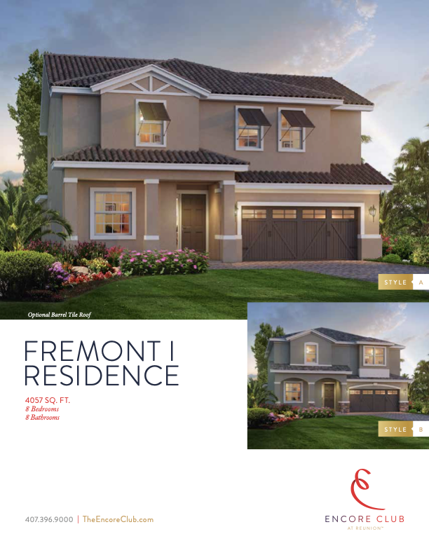 Fremont I Residence floor plan sheet — 8 bedroom, 8 bath, 4,057 sq ft