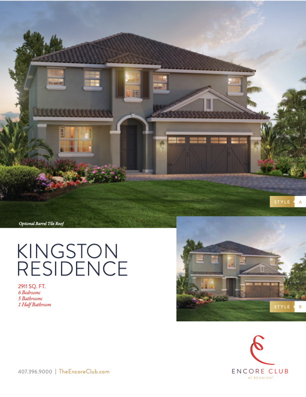 Kingston Residence floor plan sheet — 6 bedroom, 5.5 bath, 2,911 sq ft
