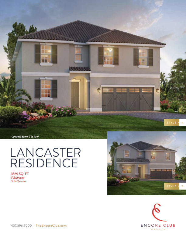 Lancaster Residence floor plan sheet — 8 bedroom, 5 bath, 3,569 sq ft