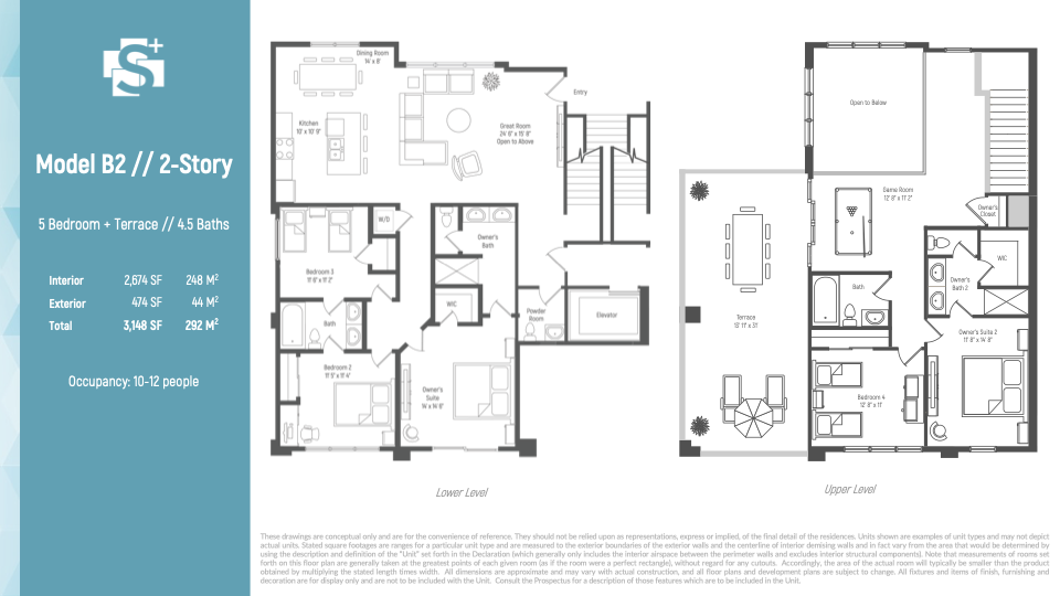 Spectrum Model B2 floor plan — 5 bedroom, 2,674 sq ft two-story unit