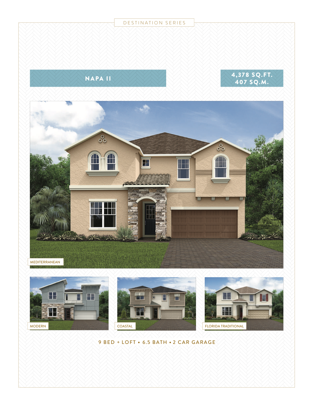 Napa II floor plan — 9 bedroom plus loft, 4,378 sq ft Destination Series home