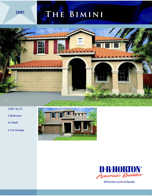 The Bimini floor plan — 5 bedroom, 4.5 bath, 2,681 sq ft
