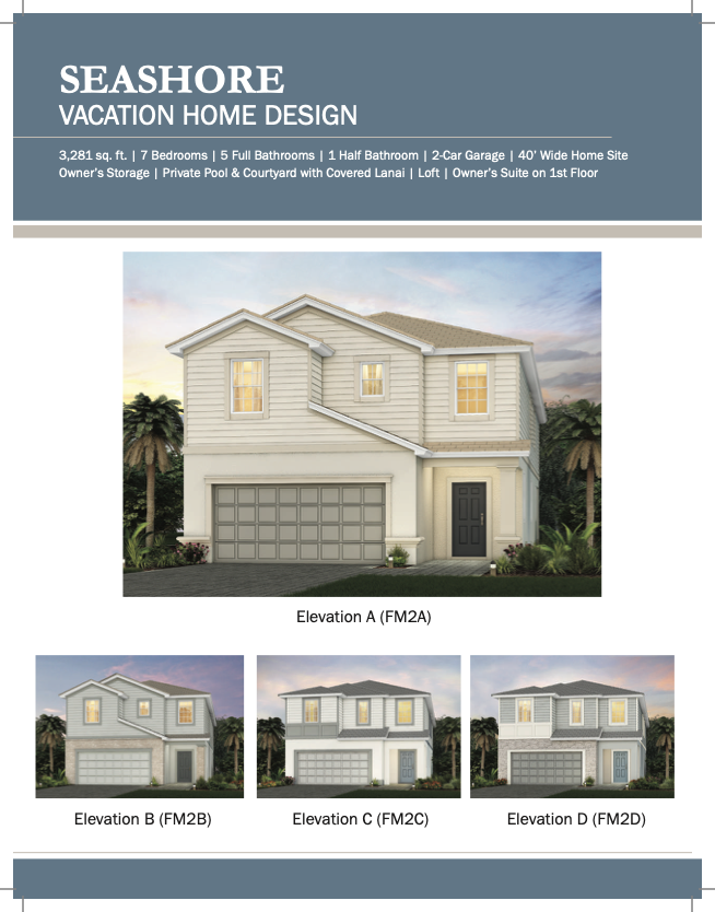 Seashore vacation home design — 7 bedroom, 5.5 bath, 3,281 sq ft