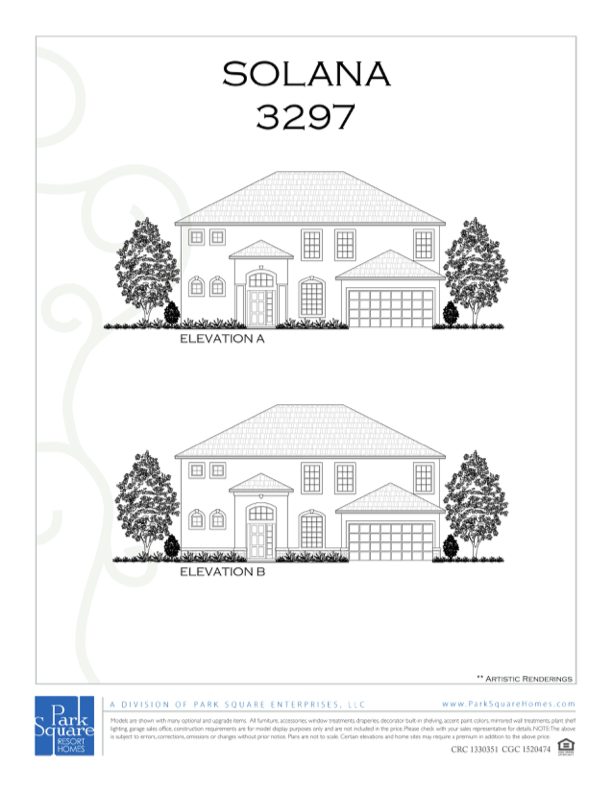 Solana floor plan — 5 bedroom, 4.5 bath, 3,297 sq ft