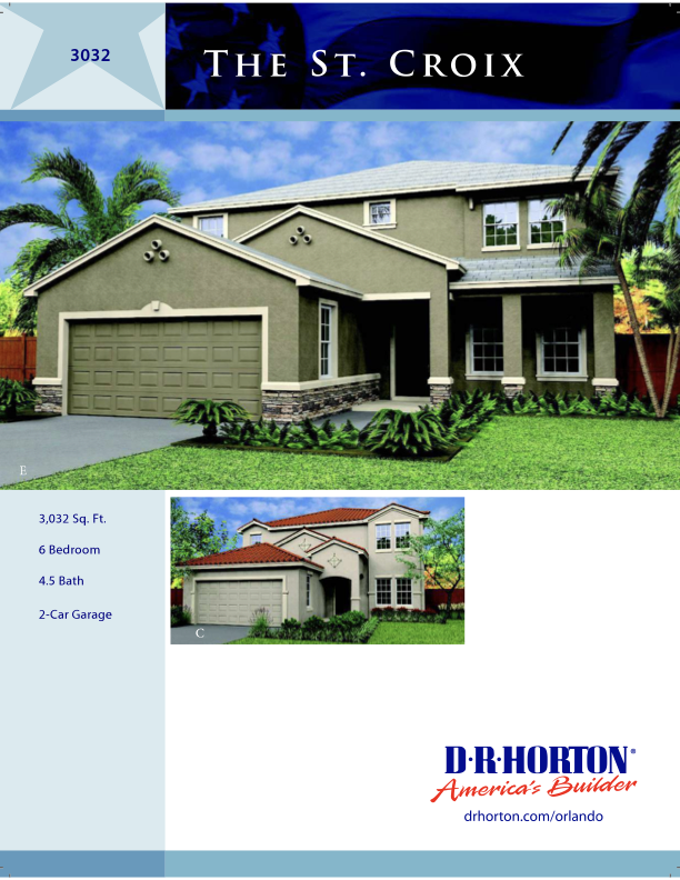 The St. Croix floor plan — 6 bedroom, 3,032 sq ft with theater/game room
