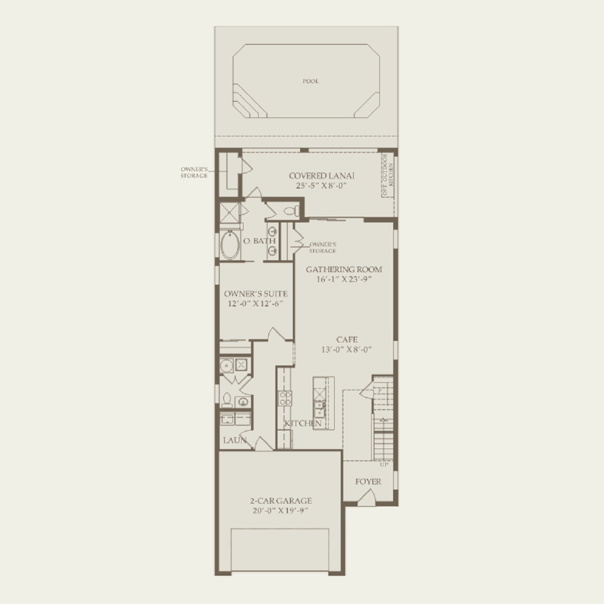 Hideaway single-family floor plan, first floor
