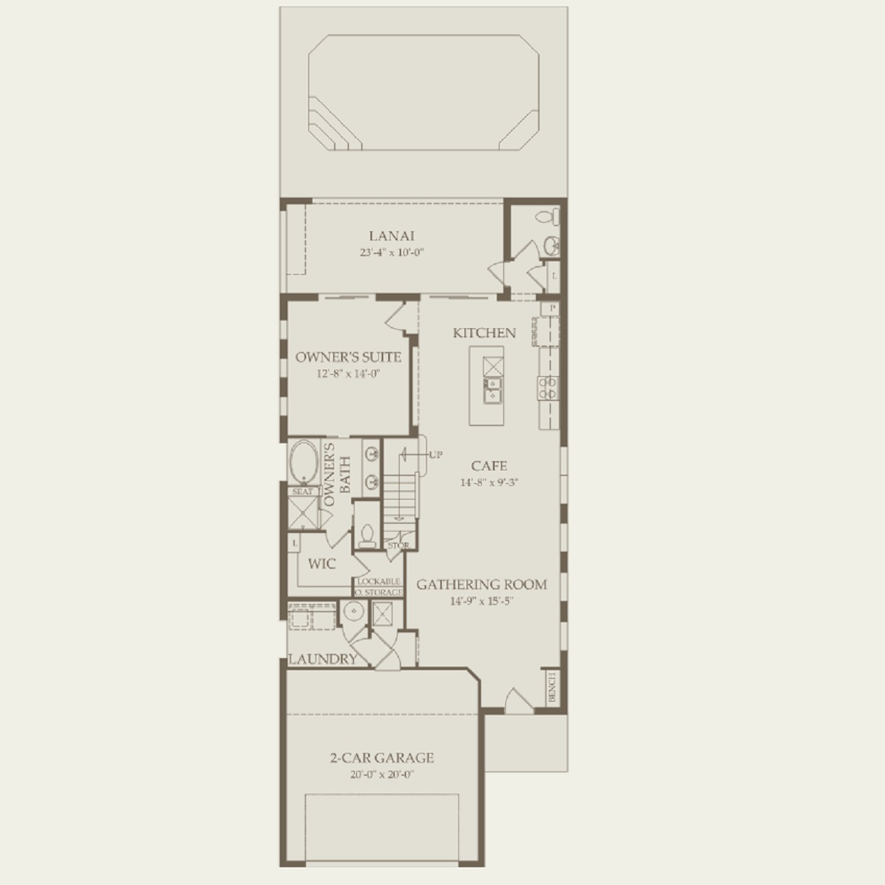Lakeshore single-family floor plan, first floor — 5 bedroom, 2,611 sq ft