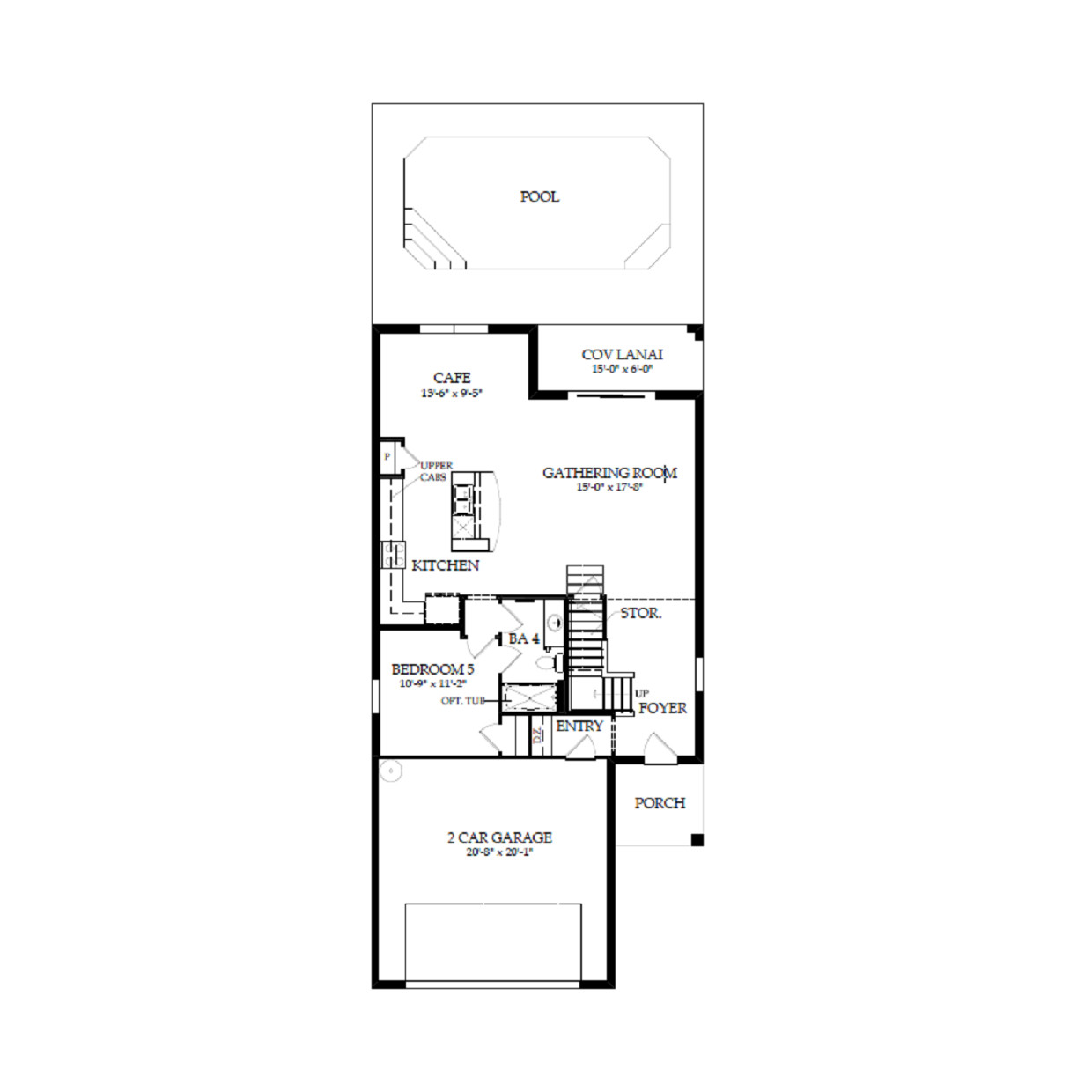 Winstone single-family floor plan, first floor — 5 bedroom, 2,490 sq ft