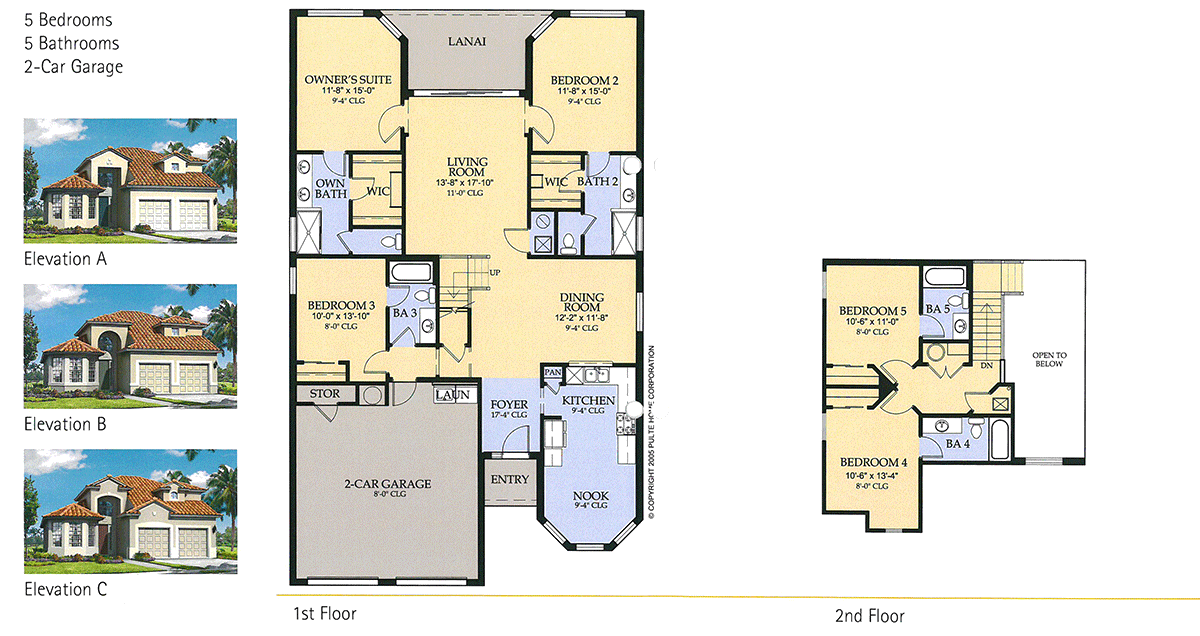 Seville floor plan — 5 bedroom, 5 bath single-family villa at Windsor Hills
