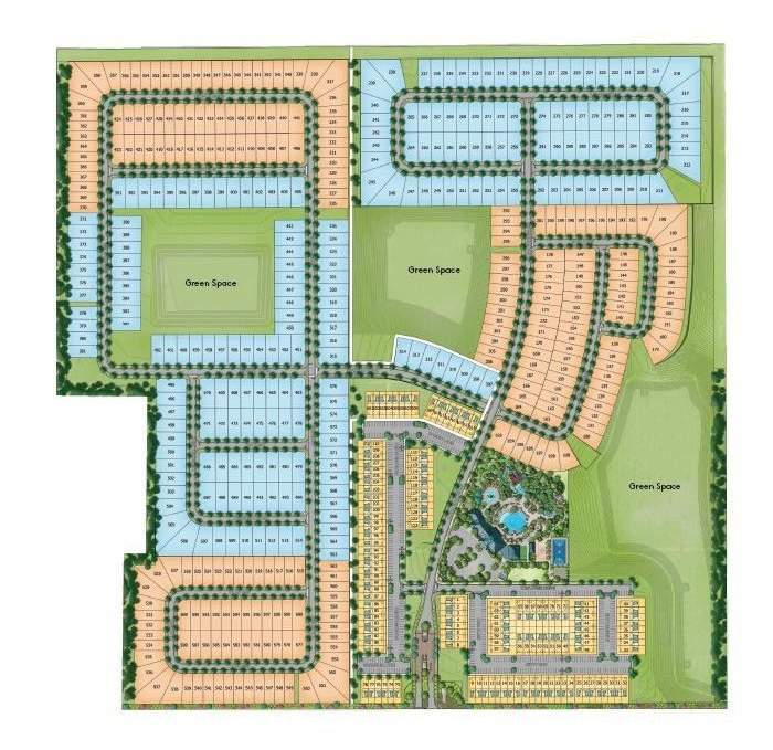 Windsor Island Resort home-site map showing the lot layout of townhome, 40-foot, and 50-foot home phases