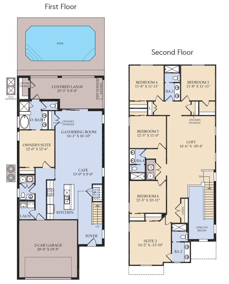 Hideaway floor plan — 6 bedroom single-family home