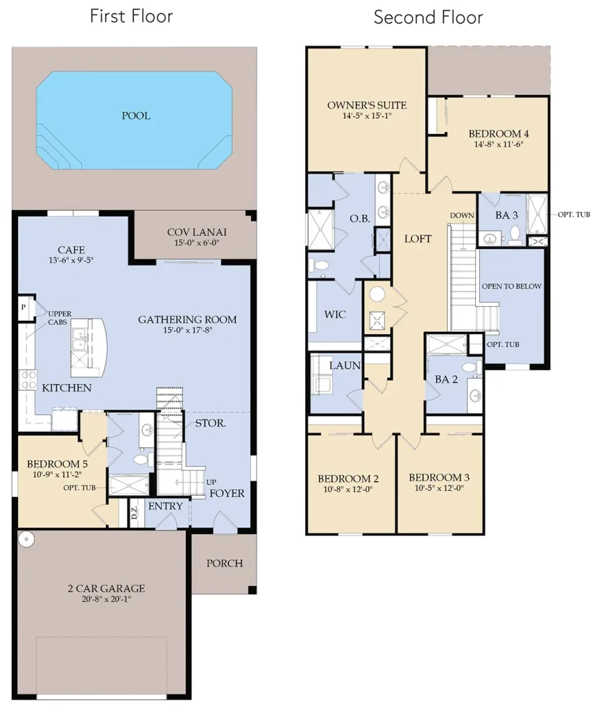 Winstone floor plan — 5 bedroom, 4 bath, 2,490 sq ft