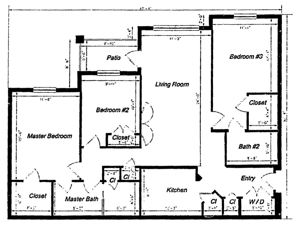 Windsor Palms condo floor plan — 3 bedroom, 2 bath, 1,402 sq ft