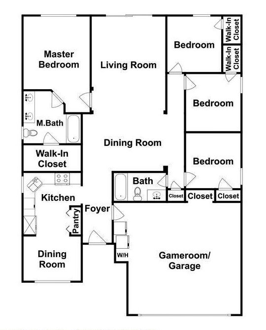 Windsor Palms single-family home floor plan — 4 bedroom, 2 bath, 1,567 sq ft
