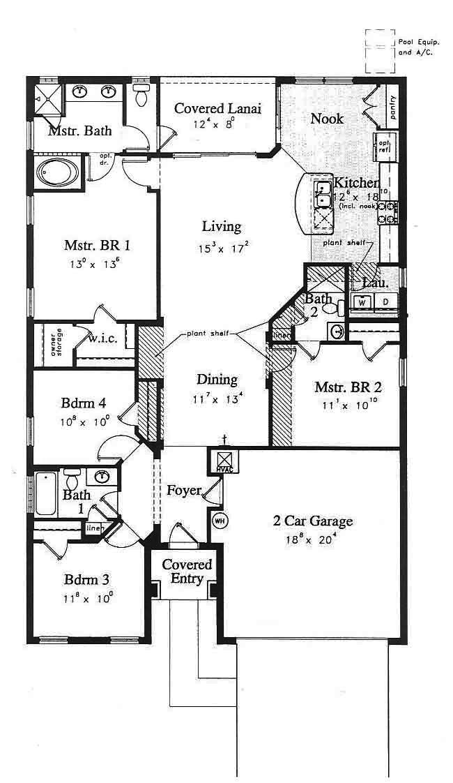 Windsor Palms single-family home floor plan — 4 bedroom, 3 bath, 1,834 sq ft