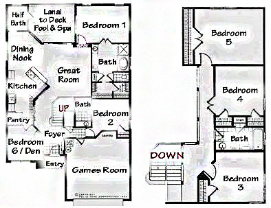Windsor Palms single-family home floor plan — 6 bedroom, 2,434 sq ft