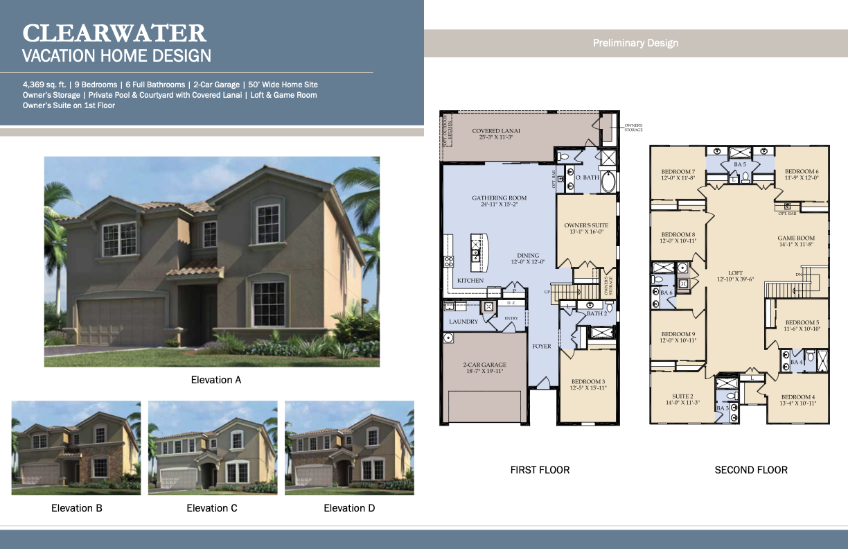 Clearwater floor plan — 9 bedroom single-family home